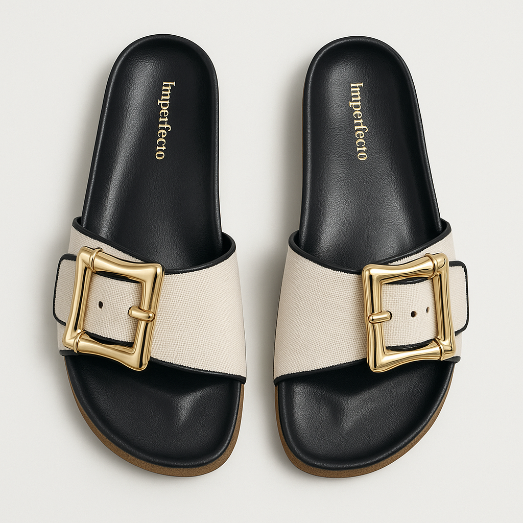 Jeniffer Canvas Buckle Sliders