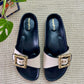 Jeniffer Canvas Buckle Sliders(Made to Order)-Imperfecto USA