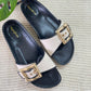 Jeniffer Canvas Buckle Sliders(Made to Order)-Imperfecto USA