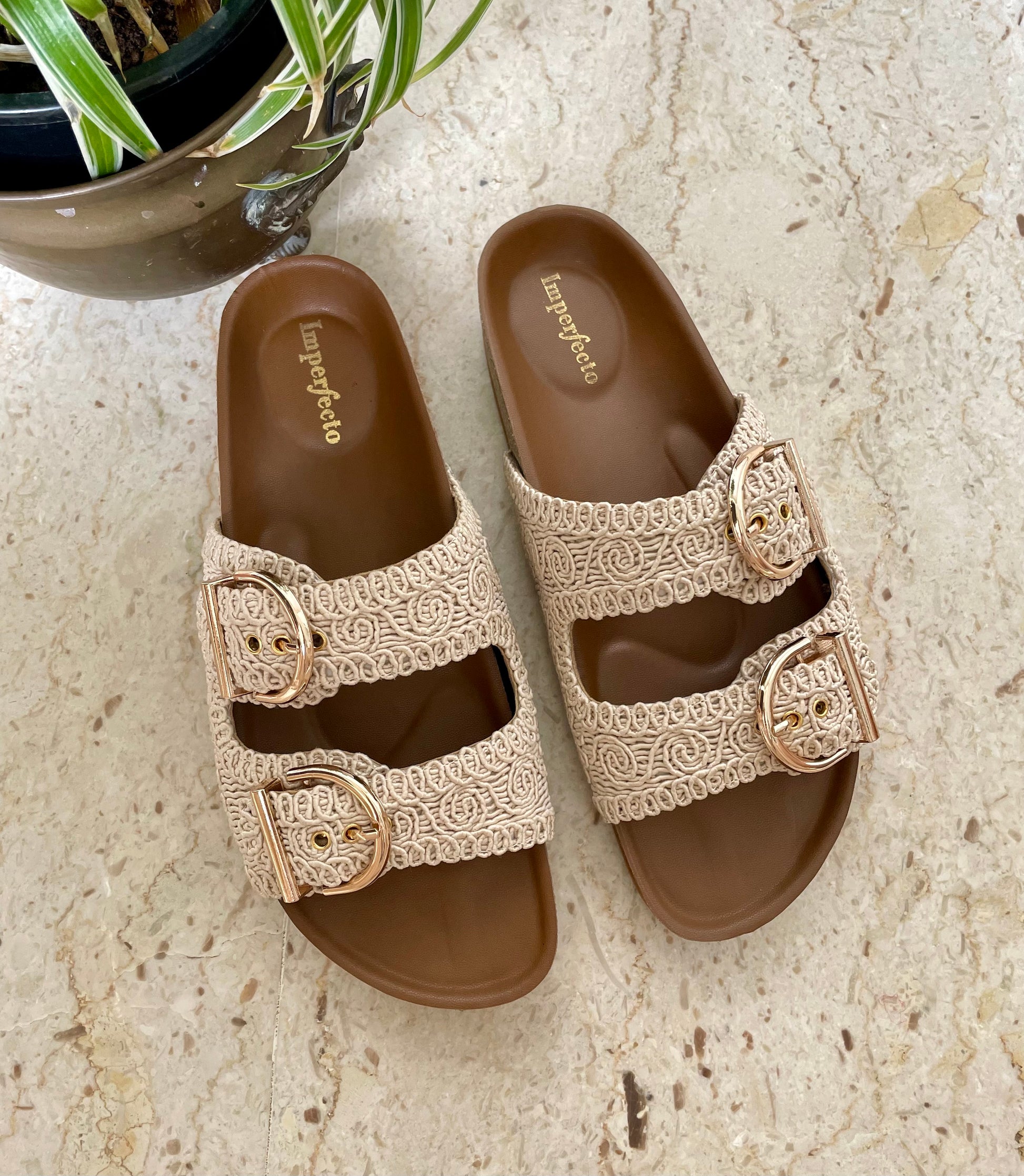 Kendal Raffia Two Strap Sliders (Made to Order)-Imperfecto USA