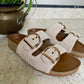 Kendal Raffia Two Strap Sliders (Made to Order)-Imperfecto USA