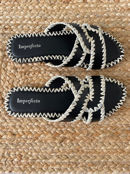 Rafia Black Sandals