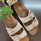 Kendal Raffia Two Strap Sliders (Made to Order)-Imperfecto USA