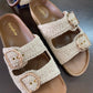 Kendal Raffia Two Strap Sliders (Made to Order)-Imperfecto USA