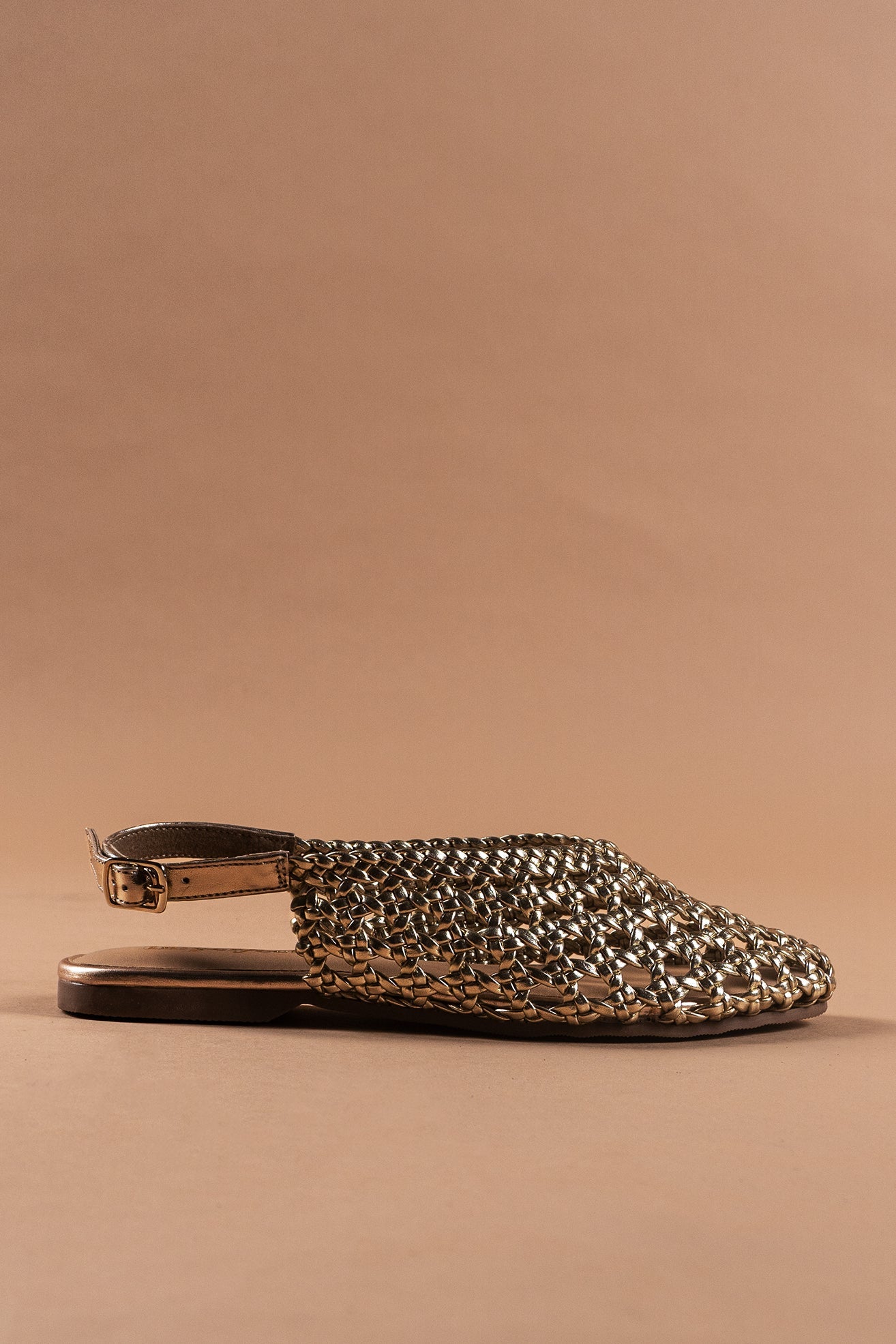 Gold Woven Sandals-Imperfecto USA