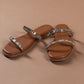 Strappy Embellished Tan Sandals-Imperfecto USA