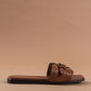 Tan Chic Buckle Sandals-Imperfecto USA