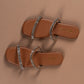 Strappy Embellished Tan Sandals-Imperfecto USA