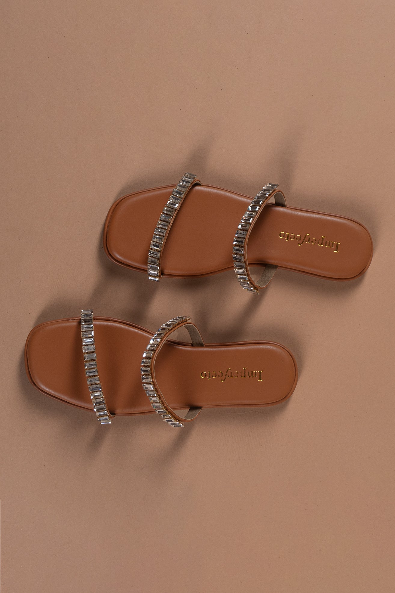 Strappy Embellished Tan Sandals-Imperfecto USA