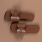 Tan Chic Buckle Sandals-Imperfecto USA