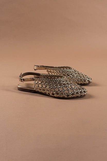 Gold Woven Sandals-Imperfecto USA