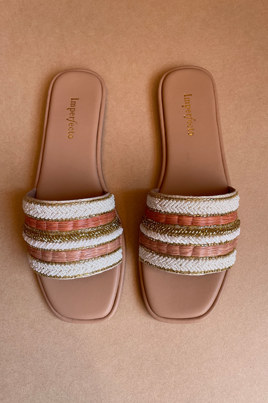 Coral Crush Embroidered Sandals-Imperfecto USA