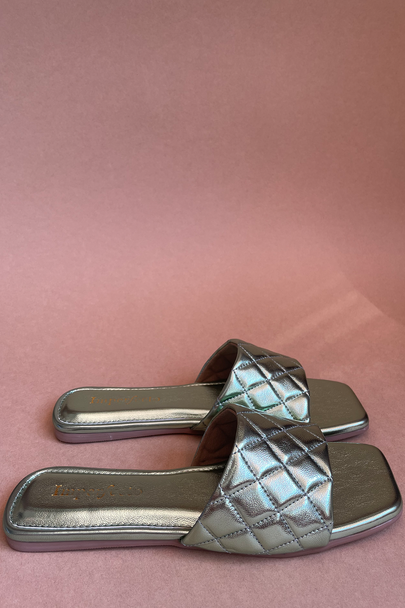 Metallic Quilted Sandals-Imperfecto USA