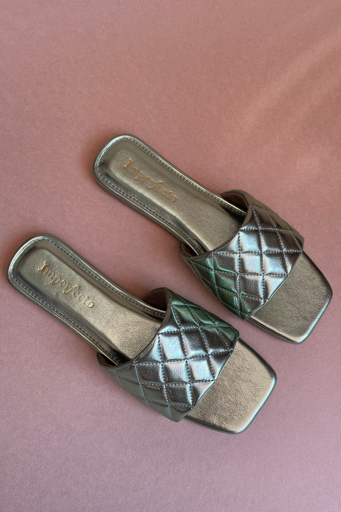 Metallic Quilted Sandals-Imperfecto USA