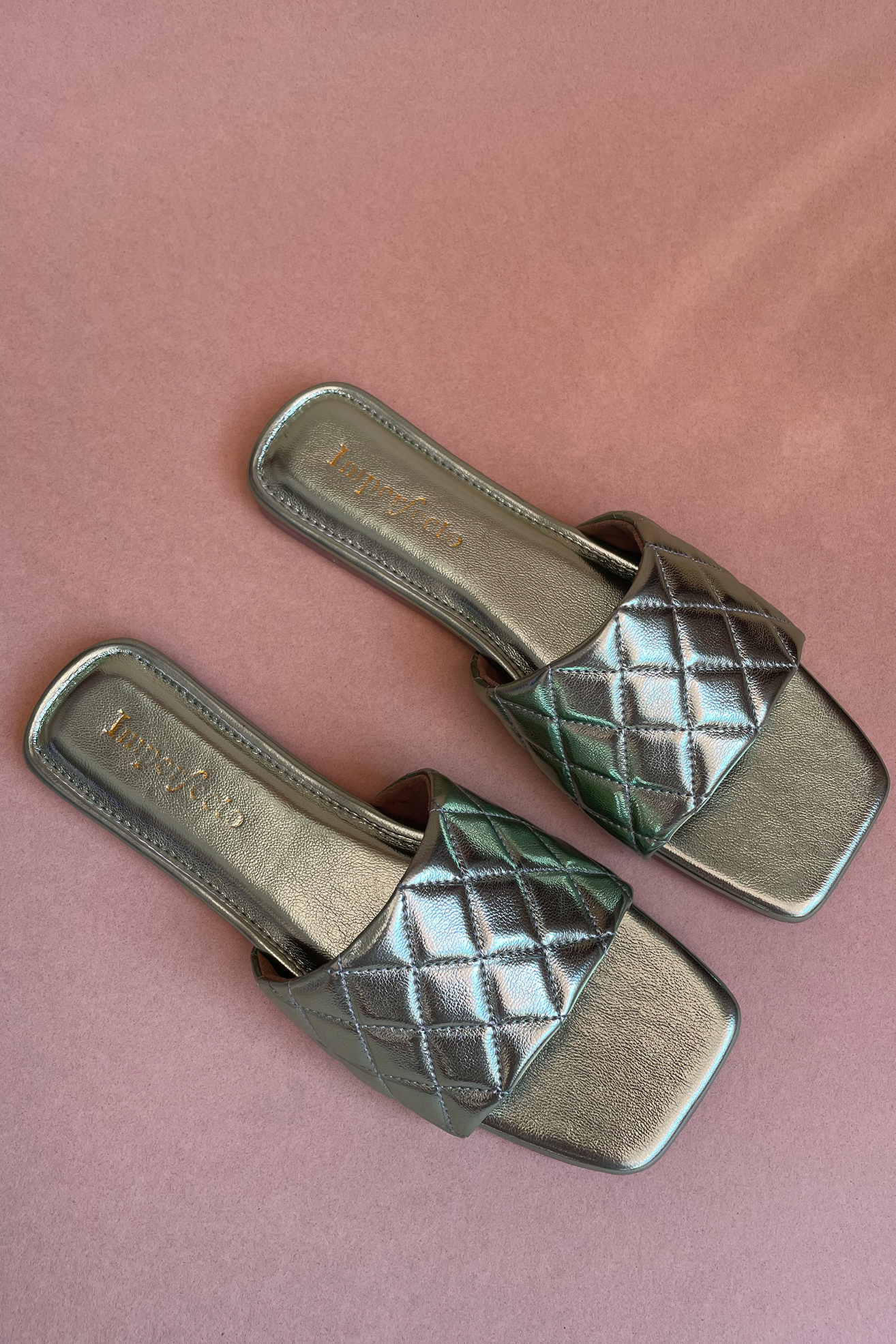 Metallic Quilted Sandals-Imperfecto USA