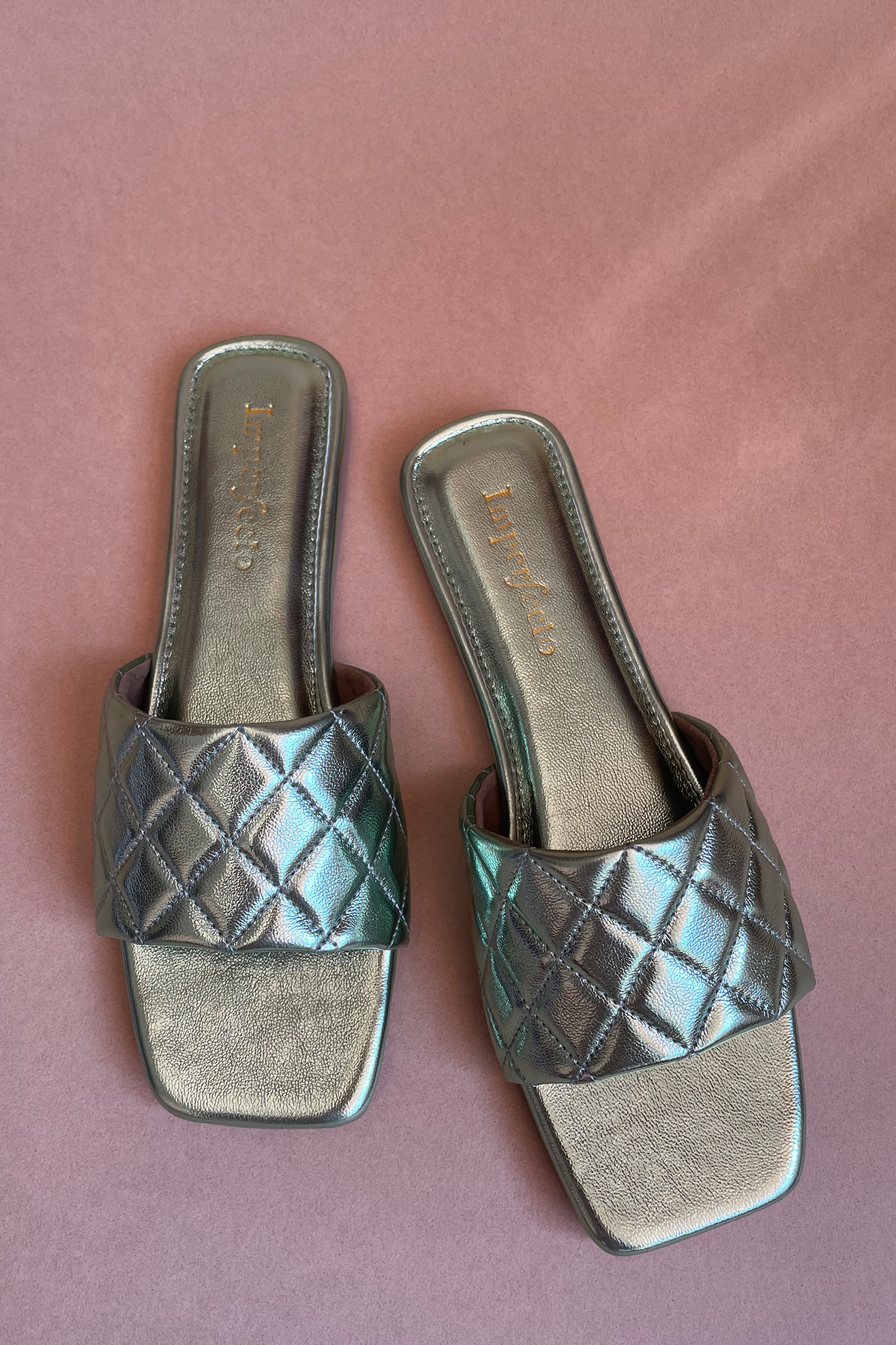 Metallic Quilted Sandals-Imperfecto USA