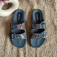 Denim Boho Embroidery Slides-Imperfecto USA