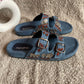 Denim Boho Embroidery Slides-Imperfecto USA