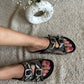 Embroidery Alia Slides - Black-Imperfecto USA