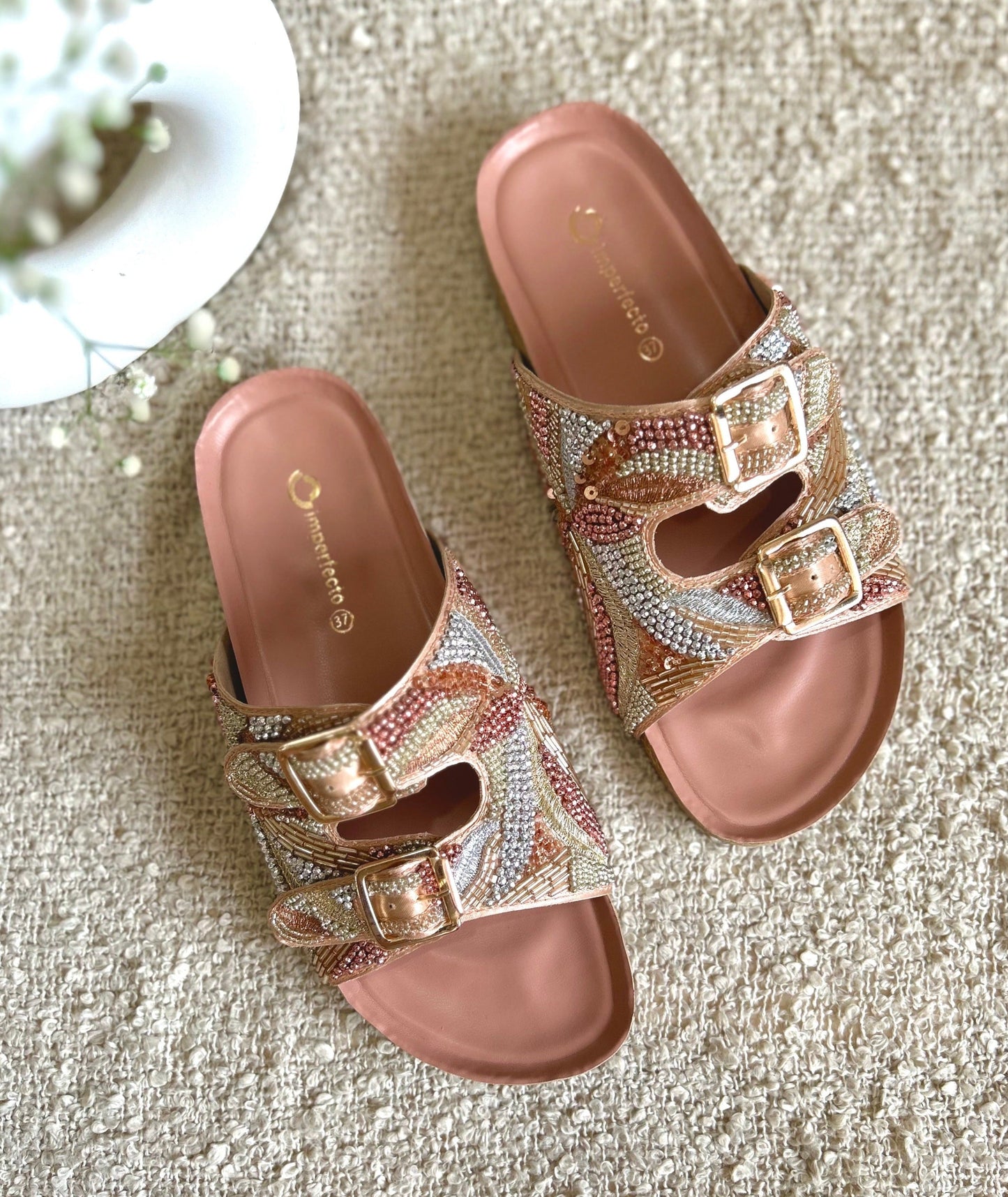 Embroidery Alia Slides-Imperfecto USA