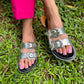 Taylor White Silver Buckle Sandals-Imperfecto USA