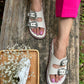 Taylor White Silver Buckle Sandals-Imperfecto USA