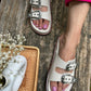 Taylor White Silver Buckle Sandals-Imperfecto USA