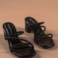 Starry Black Strappy Heels-Imperfecto USA