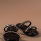 Strappy Embellished Black Sandals-Imperfecto USA