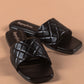 Metallic Quilted Black Sandals - Black-Imperfecto USA