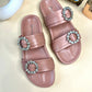 Slider Sandals With Rhinestone Buckle-Imperfecto USA