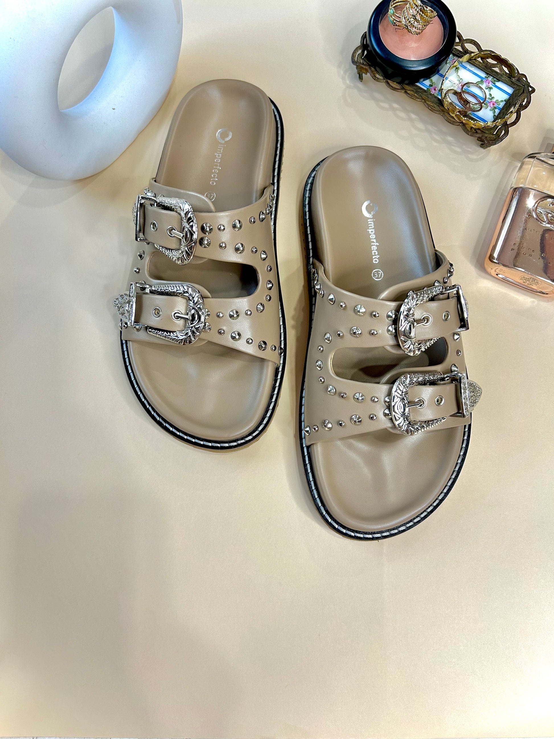 Taylor Swift Slider Sandals - Now in Taupe-Imperfecto USA