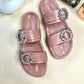 Slider Sandals With Rhinestone Buckle-Imperfecto USA