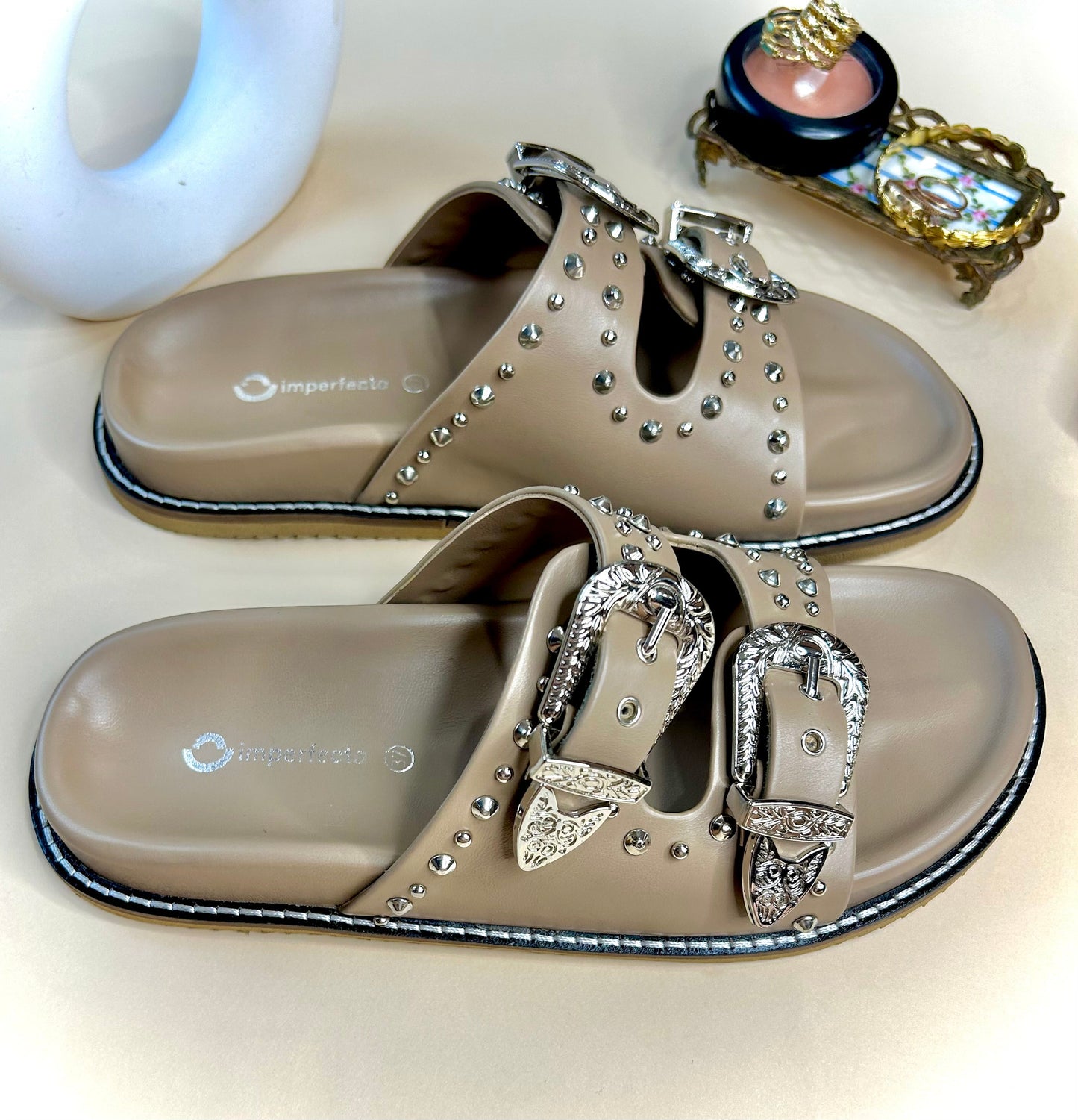 Taylor Swift Slider Sandals - Now in Taupe-Imperfecto USA