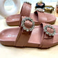 Slider Sandals With Rhinestone Buckle-Imperfecto USA