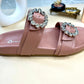 Slider Sandals With Rhinestone Buckle-Imperfecto USA